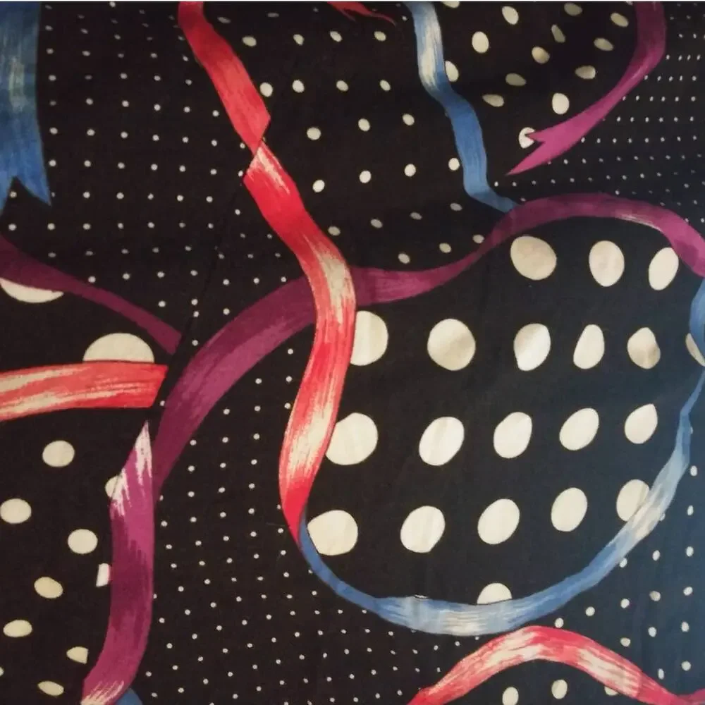 Vintage Black & White Polka Dots Colorful Circle Plus Size Grandma Skirt Sz14